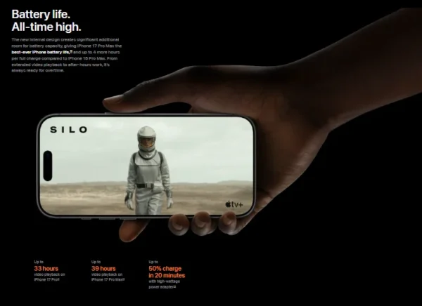 Iphone 17 pro max battey details